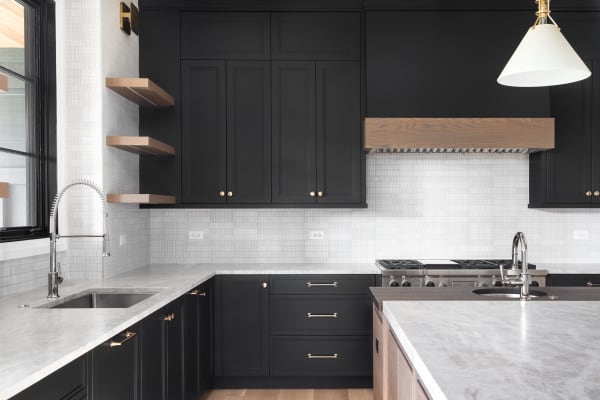 Dark cabinets with light countertops discount